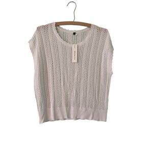 Women White XL Trendy Summer Casual Cap-Short Sleeve Textured Round Neck Shirts